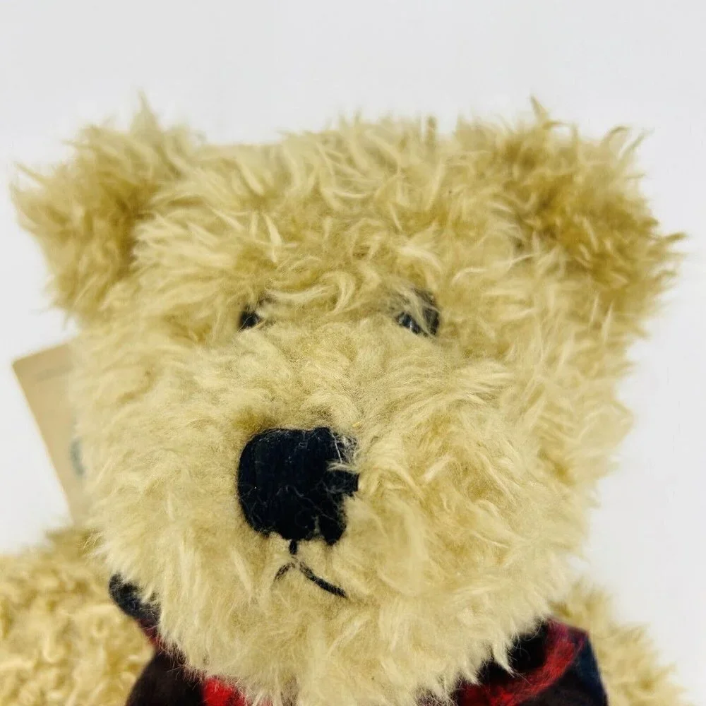 Boyds Bears 1985-97 Teddy Bear Jointed 18” Brown Tan Plush Red Scarf Vintage